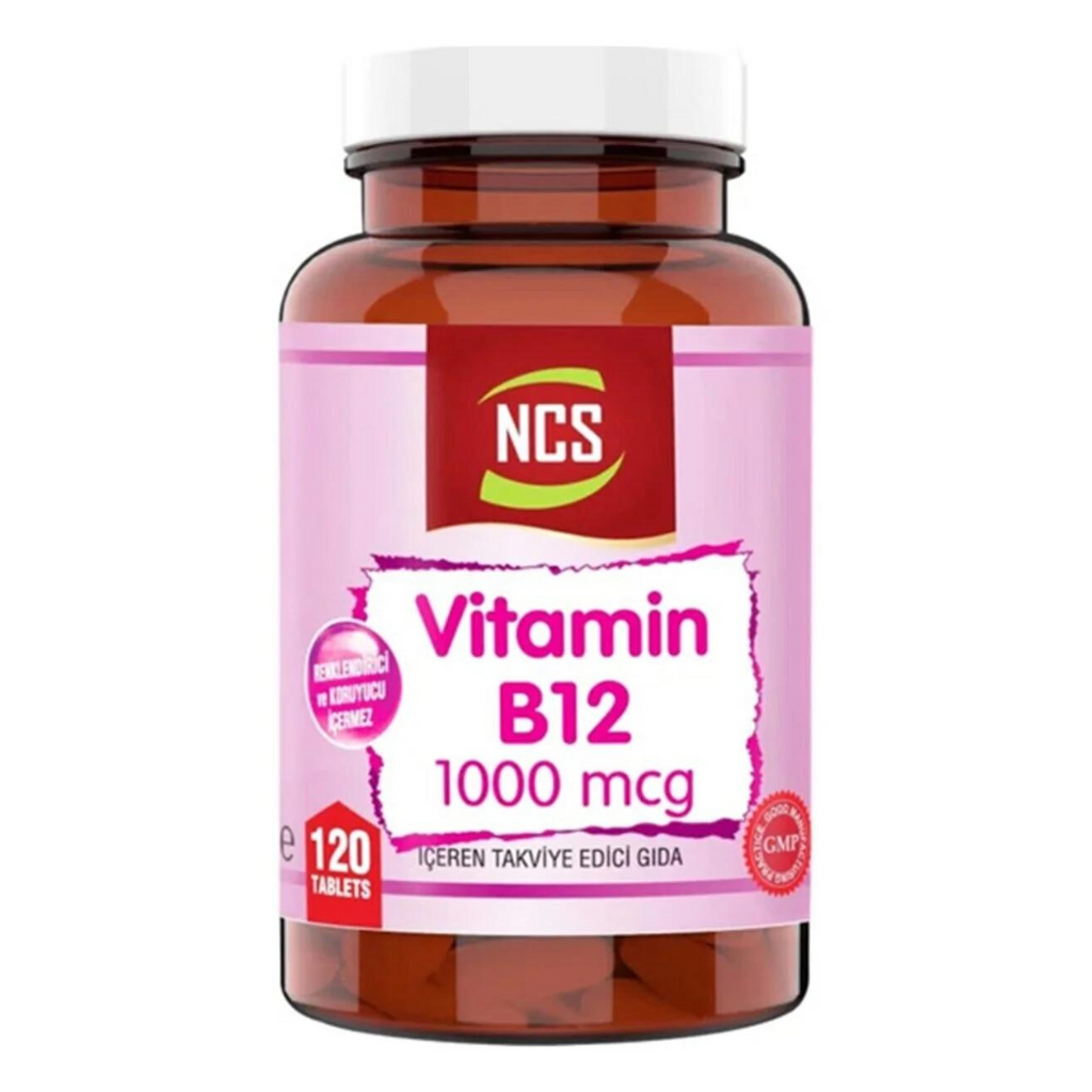 فيتامين ب 12 طبيعي ميثيل 1000 مكجم 120 قرص (منتج تركي) NcsVitamin B12 (Methylcobalamin) (Best Before 01-03-2025)