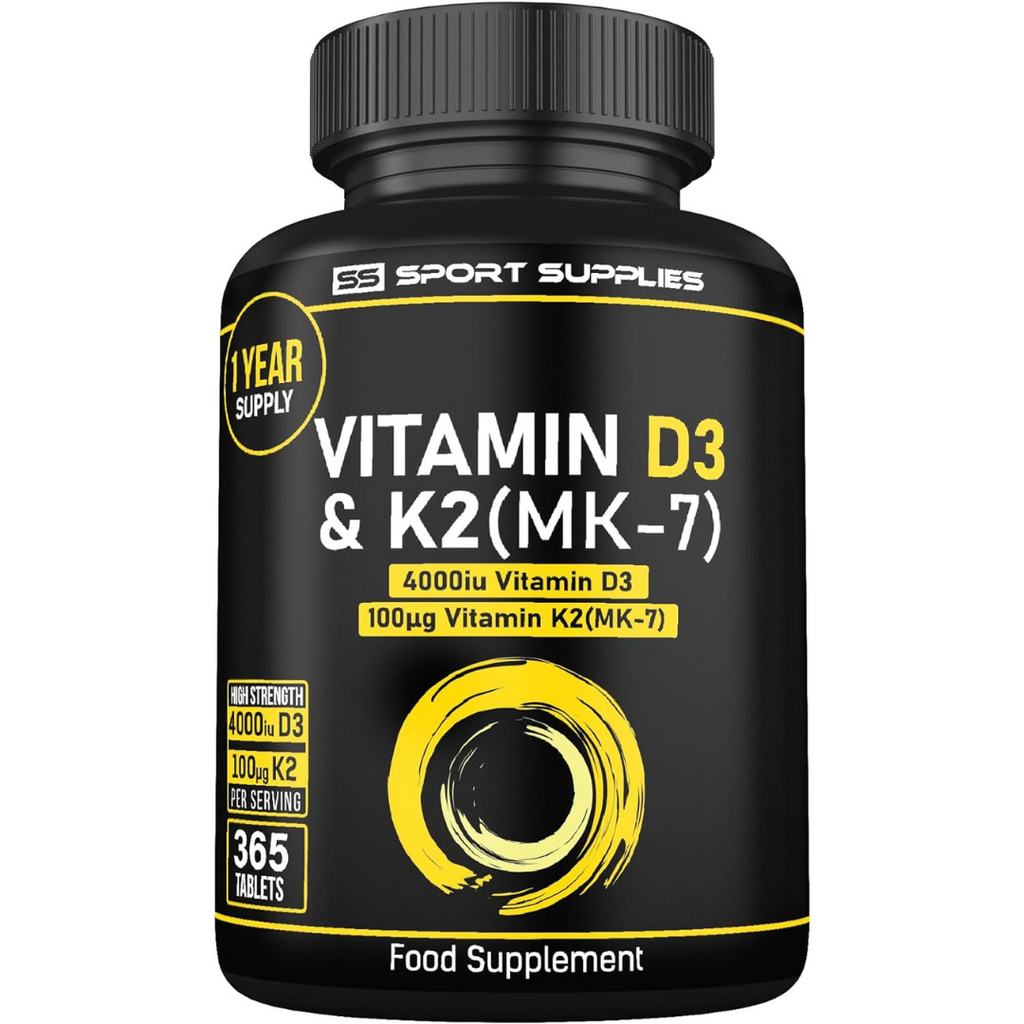فيتامين د3 4000 وحدة مع ك2 100 ميكرو 365 قرص SS Sport Supplies Vitamin D3 + K2 MK7 (Best Before 01-11-2026)