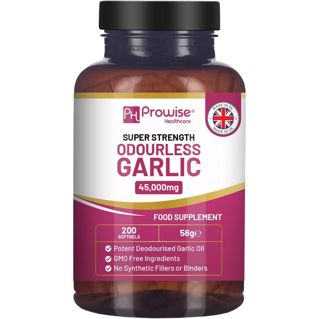 زيت الثوم فائق القوة بدون رائحة يعادل 15,000 ملغم 200 حبة PH PROWISE Healthcare Premium Odourless Garlic
