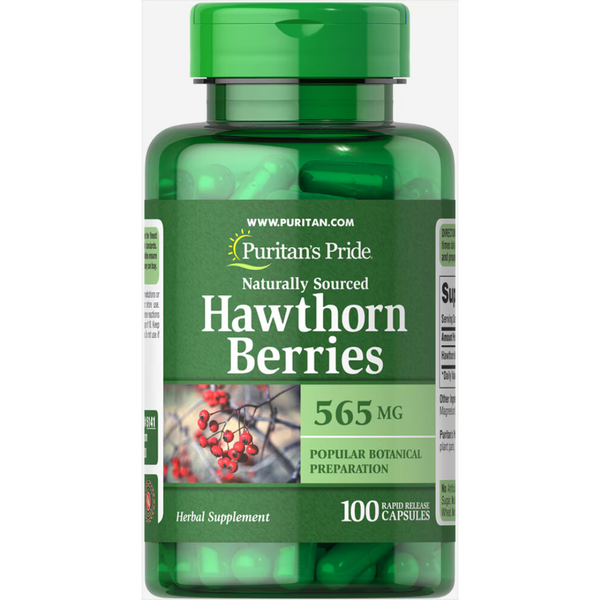 توت الزعرور 565 ملجم 100 كبسولة Puritan's Pride Hawthorn Berries (Best Before 01-08-2026)