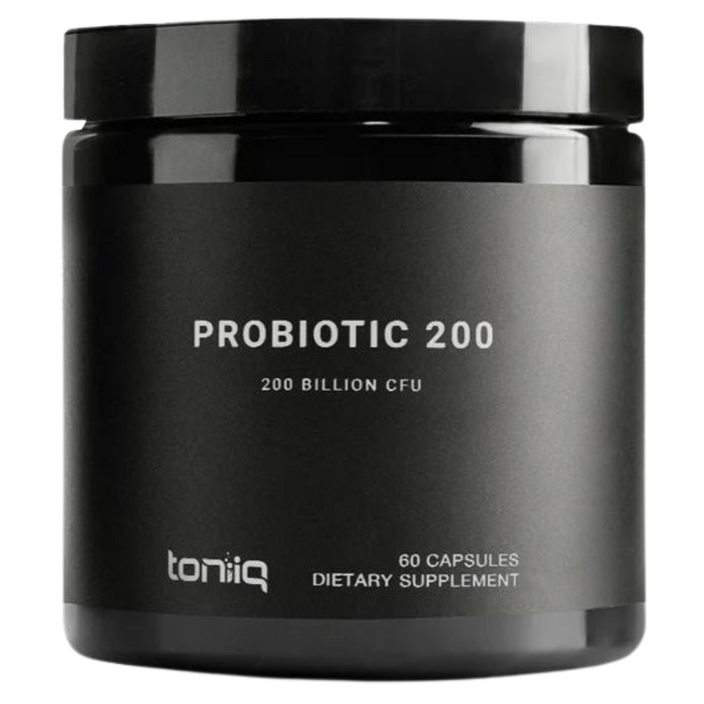بروبيوتك (بكتيريا نافعة) بالقوة الفائقة 100 مليار وحدة 30 سلالة مع بريبيوتك (غذاء البكتيريا النافعة) 60 كبسولة Toniiq Probiotic 200 Fully Shelf-Stable Probiotics Formula with Prebiotic Blend (Best Before 01-07-2025)