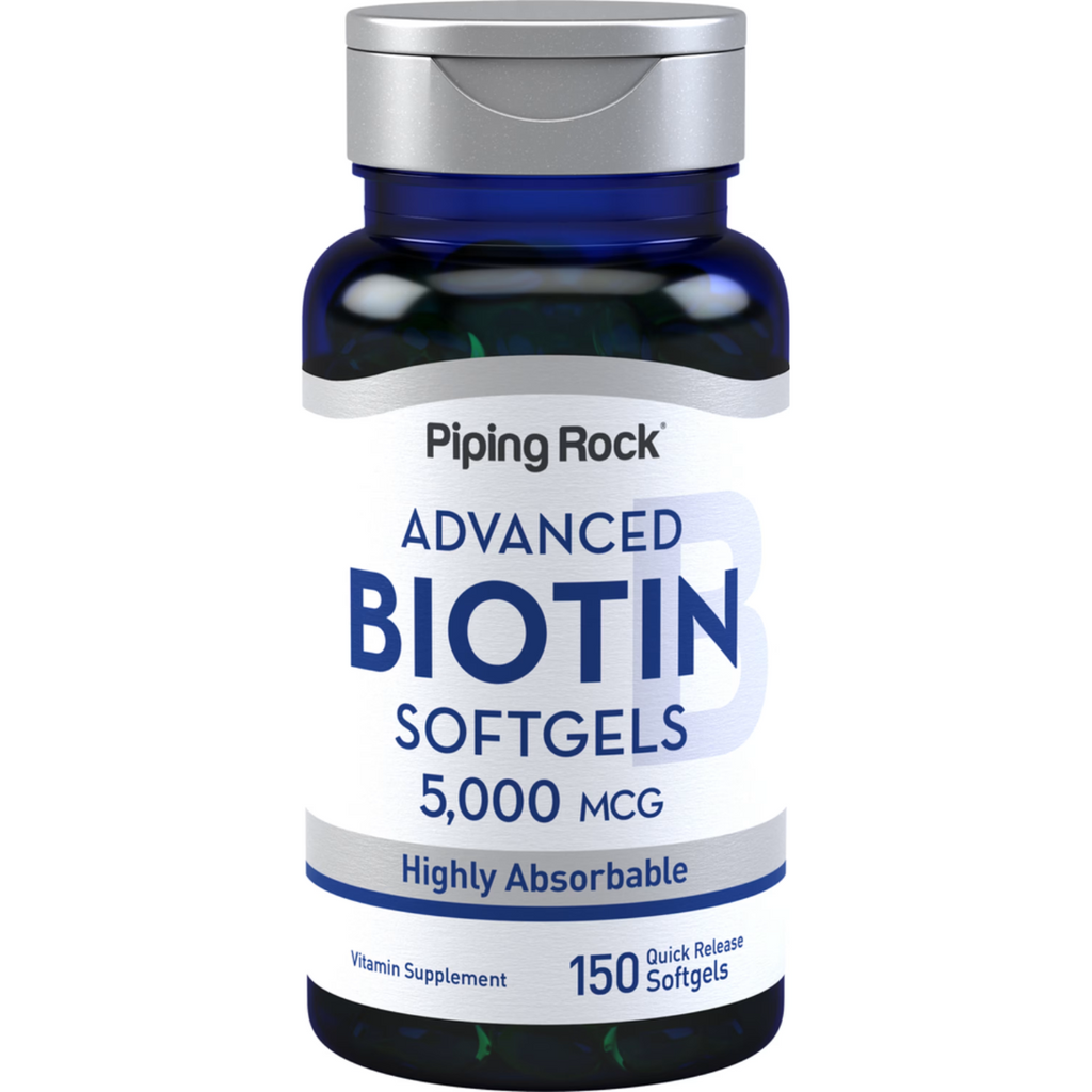 بيوتين (فيتامين ب7) 5000 مكجم 150 حبة Pipingrock Advanced Biotin (Vitamin B7) (Best Before 01-04-2027)