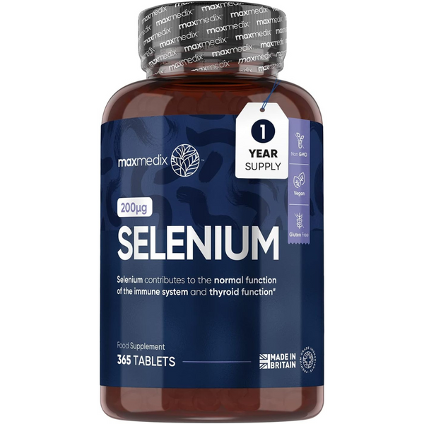 سيلينيوم أعلى امتصاص (سيلينومثيونين) 200 مكجم 365 قرص Maxmedix Selenium L-Selenomethionine (NON-GMO) (Best Before 01-06-2026)