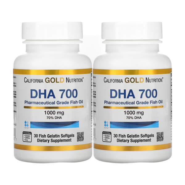 اوميجا 3 للدماغ 700 بالقوة المضاعفة درجة دوائية 1000 ملغم 60 حبة California Gold Nutrition DHA 700 Pharmaceutical Grade Fish Oil (Best Before 01-10-2024)