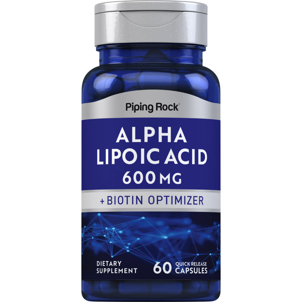 حمض ألفا ليبويك 600 ملجم مع البيوتين 600 مكجم 60 كبسولة PipingRock Alpha Lipoic Acid + Biotin Non-GMO (Best Before 01-02-2027)