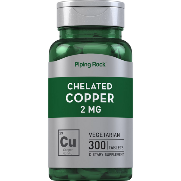 نحاس كليتد 2 ملجم 300 قرص PipingRock Copper Cleated (Best Before 01-08-2027)