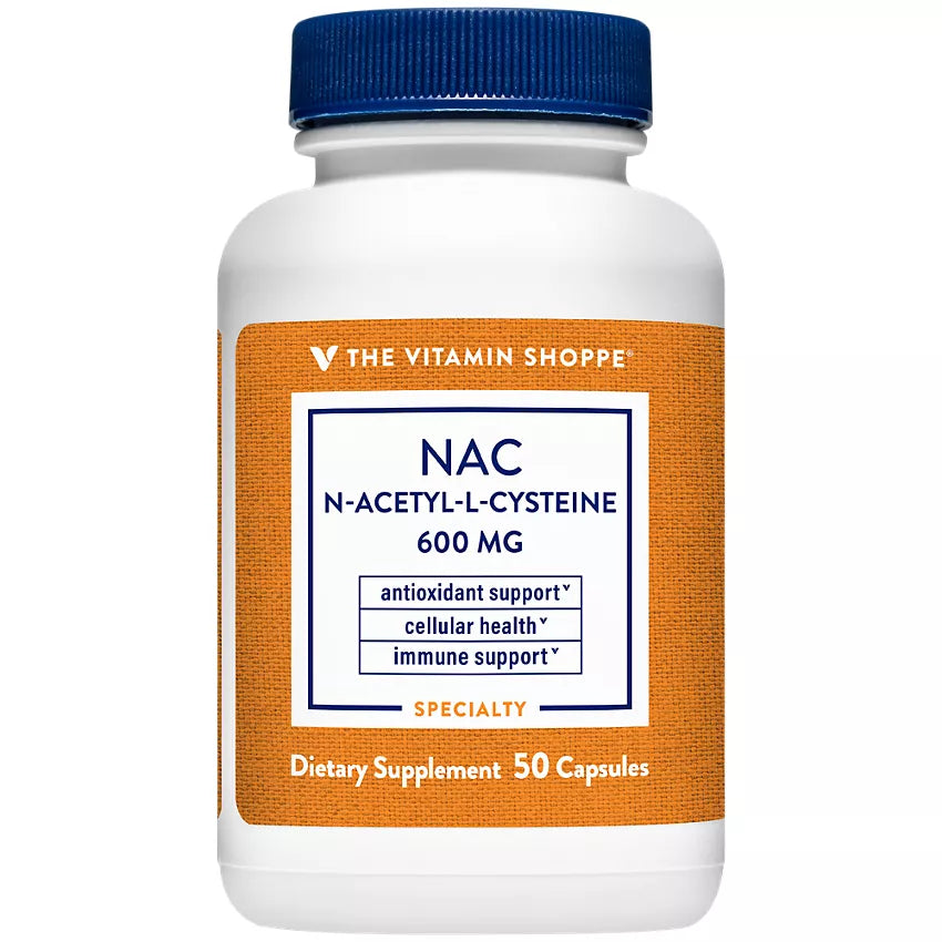 ن اسيتيل سيستين 600 ملغم 50 كبسولة The Vitamin Shoppe NAC N-Acetyl-L-Cysteine (Best Before 01-07-2025)