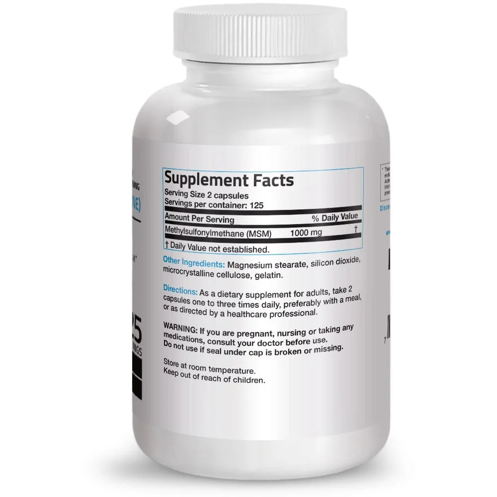 مثيل سيمفونيل ميثان 500 ملجم 250 كبسولة Bronson MSM (Best Before 01-02-2027)