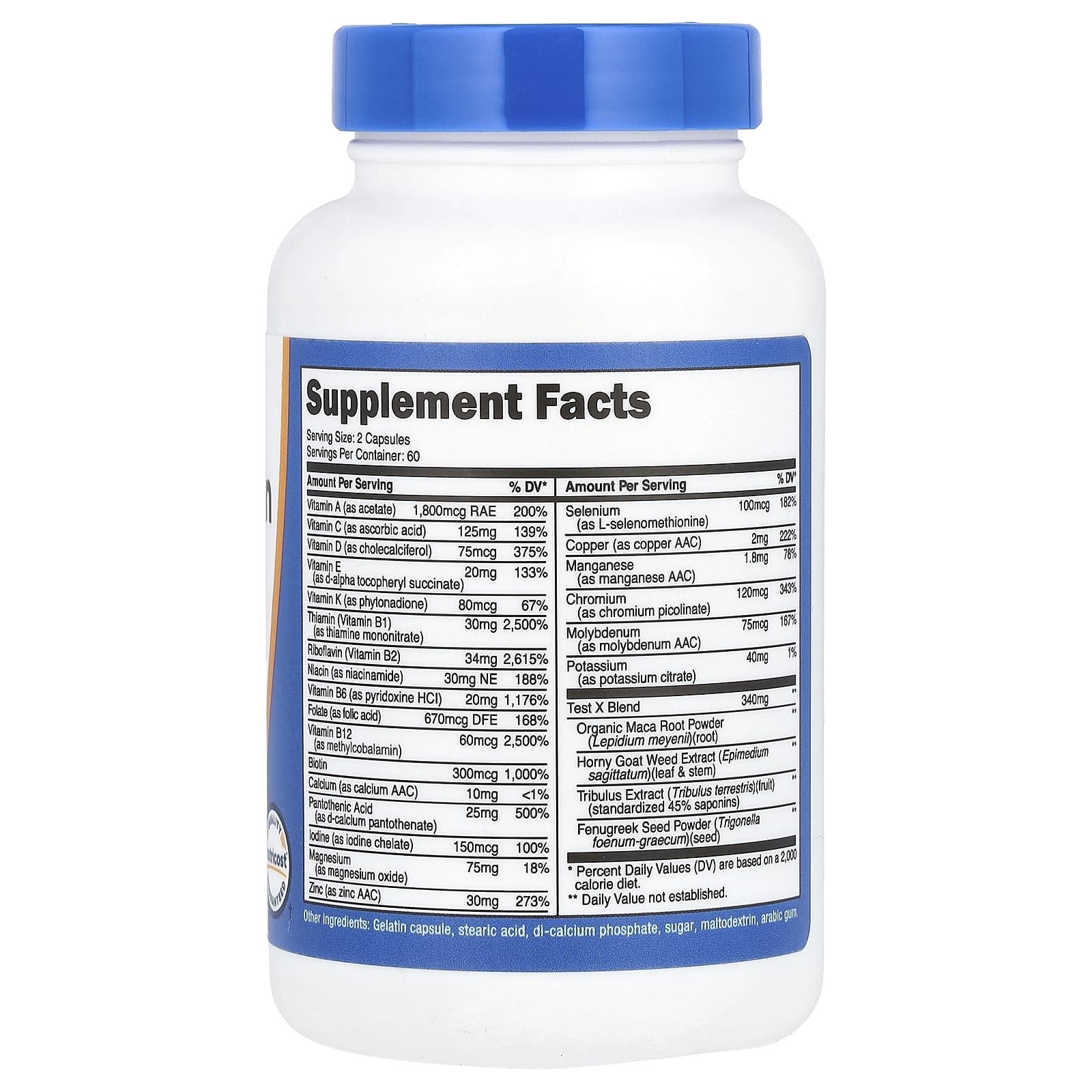 فيتامينات ومعادن كليتد وأعشاب متعددة الأفضل للرجال 26 عنصر 120 كبسولة Nutricost Multivitamin for Men Non-GMO (Best Before 01-07-2027)