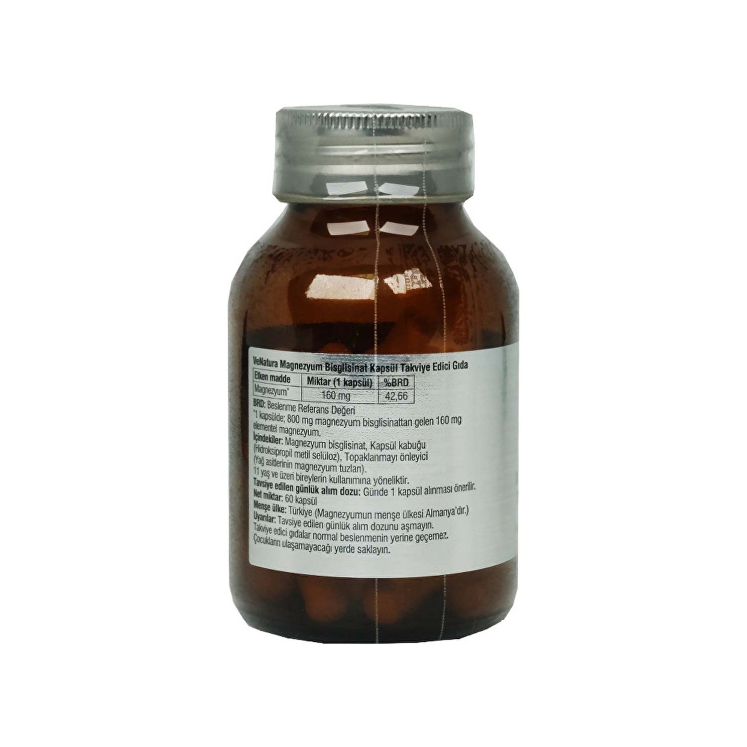 مغنيسيوم باي جلايسينيت كليتد 160 ملجم 60 كبسولة (منتج تركي) VeNatura Magnesium Bisglycinate Chelated (Best Before 01-06-2028)