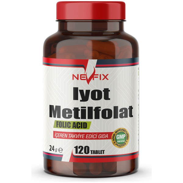 حمض الفوليك مثيل (فيتامين ب9) طبيعي 400 مكجم 120 قرص (منتج تركي) Nevfix Methyl Folate (Vitamin B9 / folic acid ) 5-Methyltetrahydrofolic (Best Before 20-08-2027)
