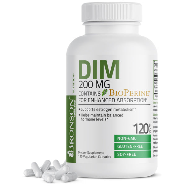 Bronson DIM with BioPerine® Non-GMO 200 mg 120 capsules (Best Before 01-02-2027)
