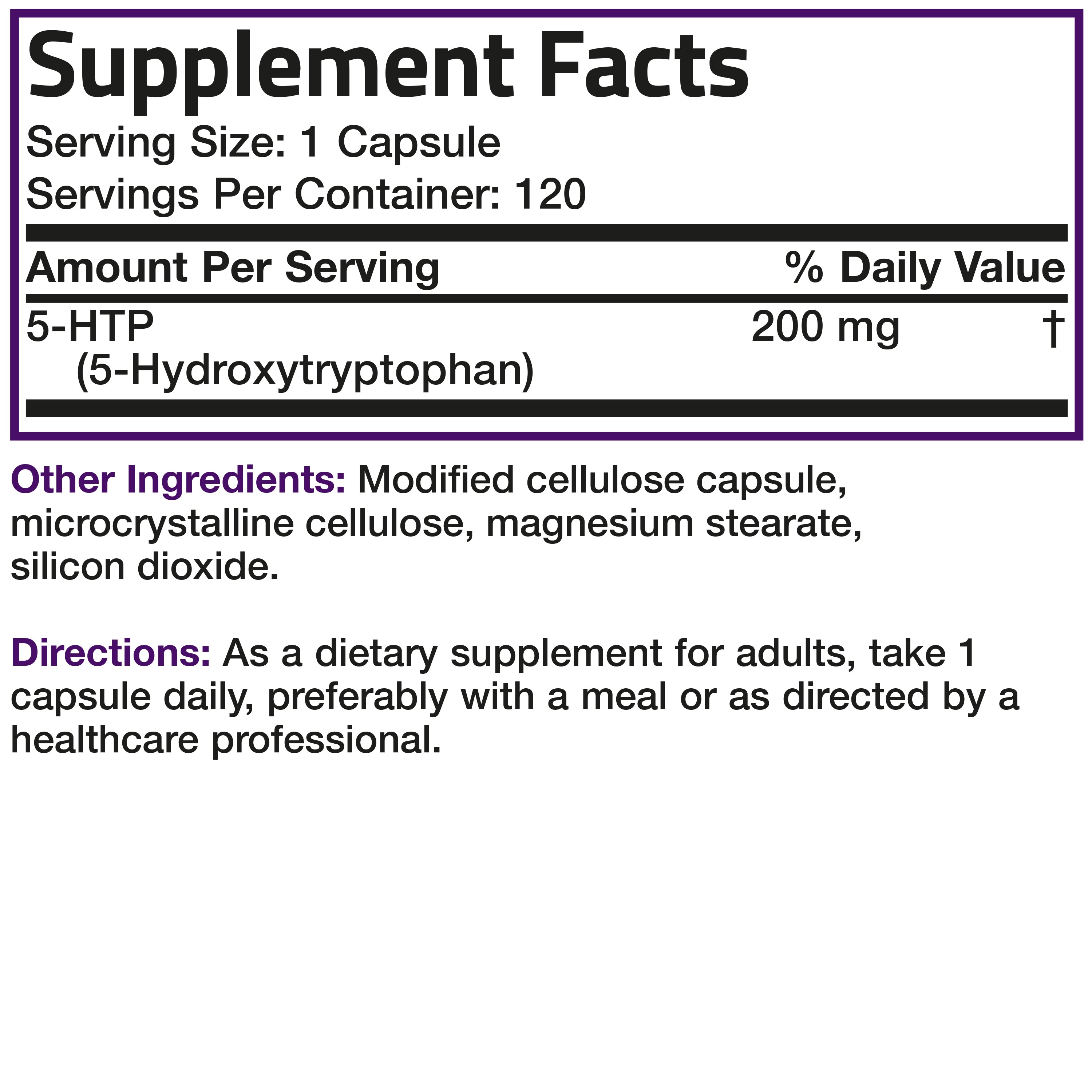 Bronson 5-HTP 200mg 120 Caps Non-GMO (Best Before 01-03-2027)