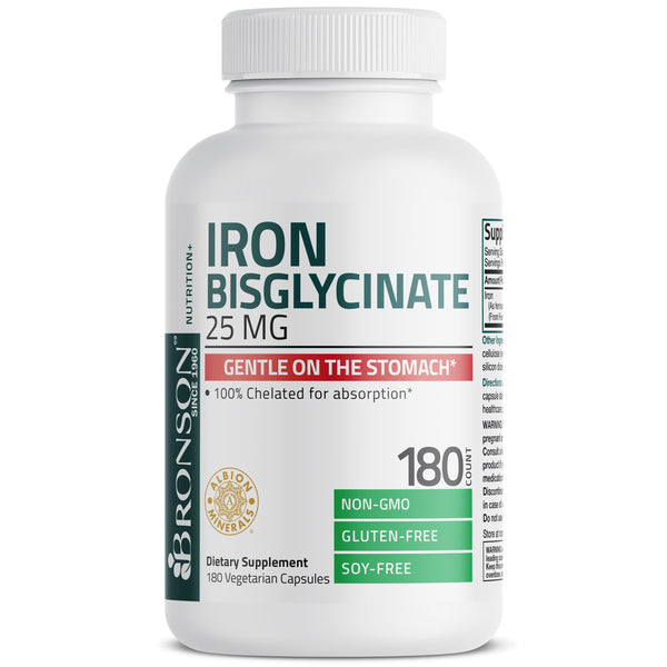 حديد باي جلايسينيت كليتد 25 ملغم 180 كبسولة Bronson Iron Bisglycinate Chelate Albion (Best Before 01-10-2026)