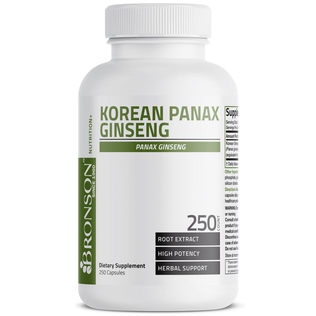 خلاصة جنسينج كوري يعادل 500 ملجم 250 كبسولة Bronson Korean Panax Ginseng (Best Before 01-02-2026)