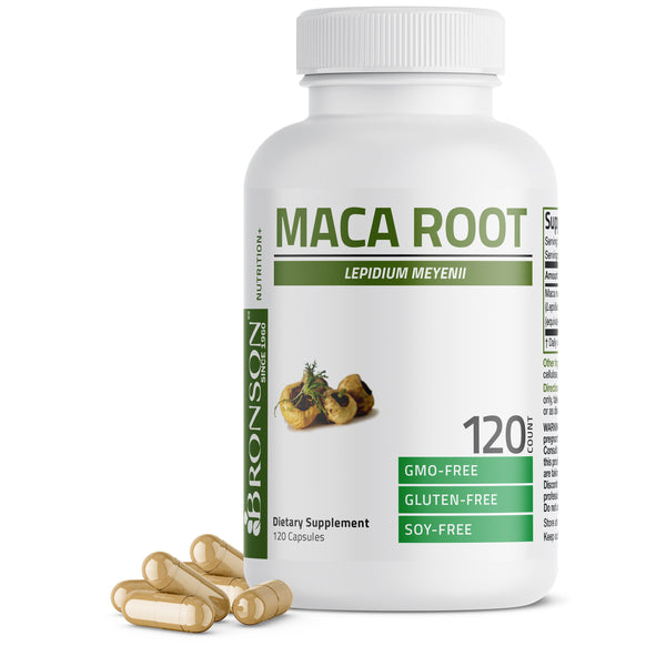 خلاصة ماكا تعادل 1000 ملجم 120 كبسولة Bronson Maca Root Extra Strength Non-GMO (Best Before 01-05-2026)