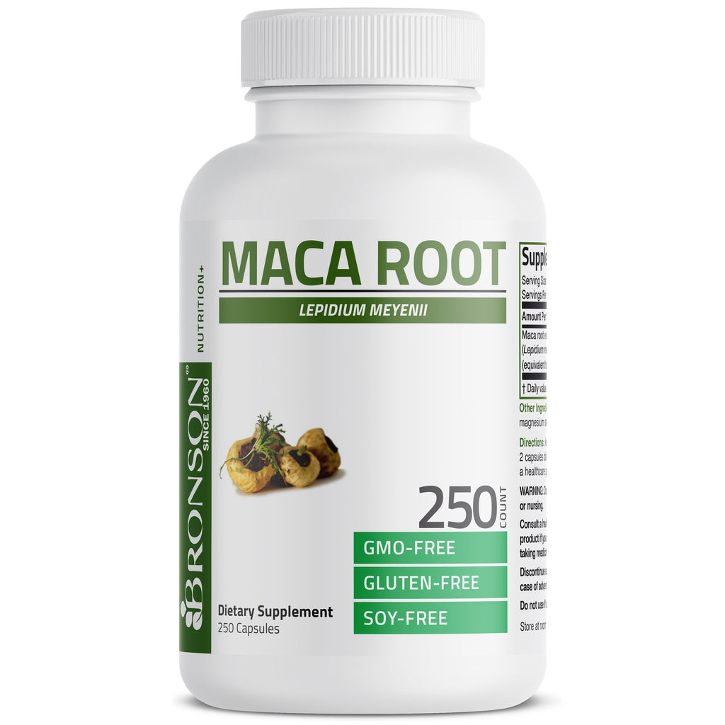 خلاصة ماكا تعادل 1000 ملجم 250 كبسولة Bronson Maca Root Extra Strength Non-GMO (Best Before 01-05-2026)
