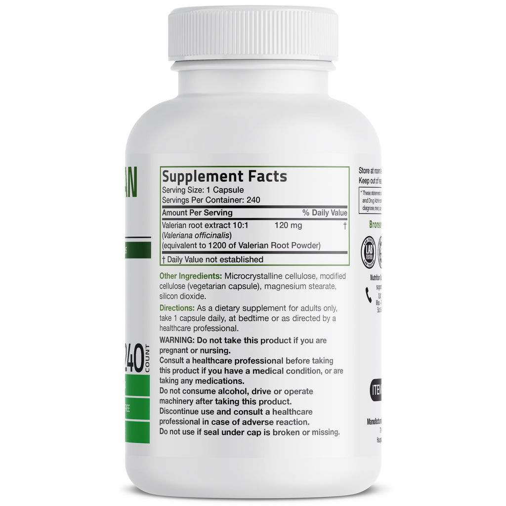 خلاصة ناردين يعادل 1200 ملغم 240 كبسولة Bronson Valerian Root (Best Before 01-03-2027) خلاصة ناردين يعادل 1200 ملغم 240 كبسولة Bronson Valerian Root (Best Before 01-03-2027)