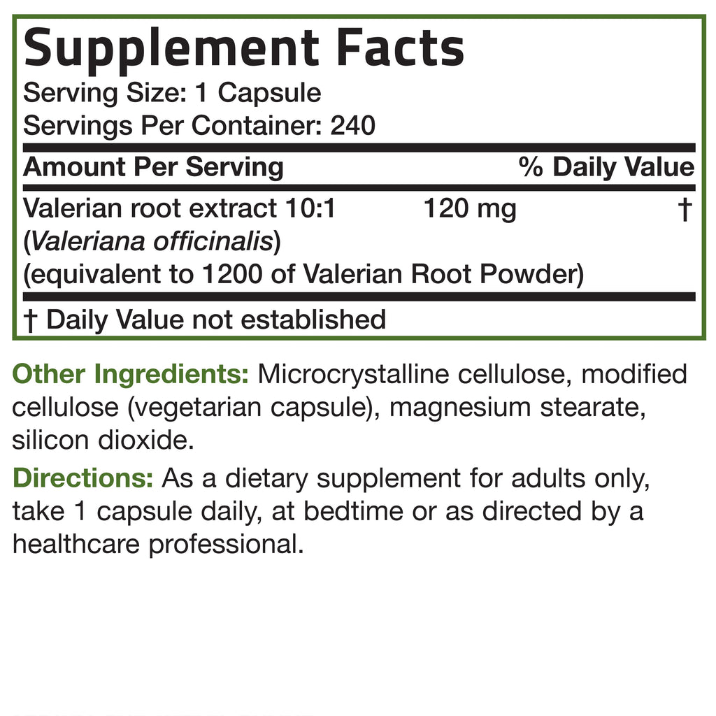 خلاصة ناردين يعادل 1200 ملغم 240 كبسولة Bronson Valerian Root (Best Before 01-03-2027) خلاصة ناردين يعادل 1200 ملغم 240 كبسولة Bronson Valerian Root (Best Before 01-03-2027)
