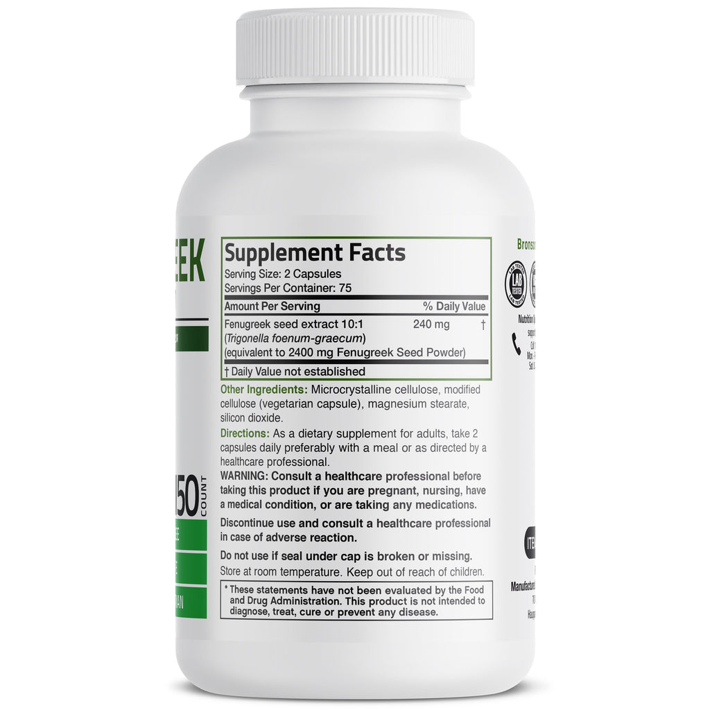 خلاصة حلبة تعادل 1200 ملجم 150 كبسولة Bronson Fenugreek Extra Strength Non-GMO (Best Before 01-01-2027) خلاصة حلبة تعادل 1200 ملجم 150 كبسولة Bronson Fenugreek Extra Strength Non-GMO (Best Before 01-01-2027)
