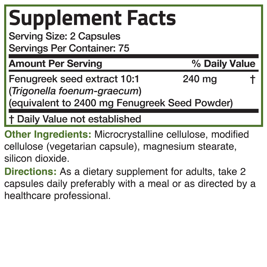 خلاصة حلبة تعادل 1200 ملجم 150 كبسولة Bronson Fenugreek Extra Strength Non-GMO (Best Before 01-01-2027) خلاصة حلبة تعادل 1200 ملجم 150 كبسولة Bronson Fenugreek Extra Strength Non-GMO (Best Before 01-01-2027)