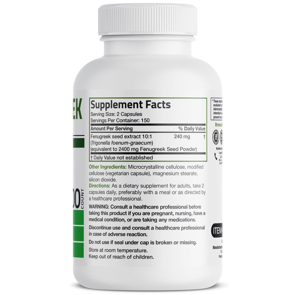 خلاصة بذور الحلبة قوة فائقة تعادل 1200 ملجم 300 كبسولة Bronson Fenugreek Extra Strength Non-GMO (Best Before 01-05-2026) خلاصة بذور الحلبة قوة فائقة تعادل 1200 ملجم 300 كبسولة Bronson Fenugreek Extra Strength Non-GMO (Best Before 01-05-2026)