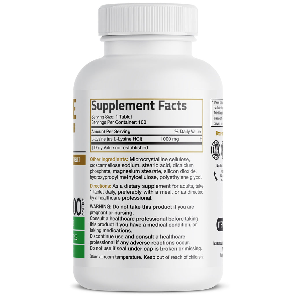 ل ليسين قوة فائقة 1000 ملغم 100 قرص Bronson L-Lysine Extra Strength (Best Before 01-03-2026) ل ليسين قوة فائقة 1000 ملغم 100 قرص Bronson L-Lysine Extra Strength (Best Before 01-03-2026)