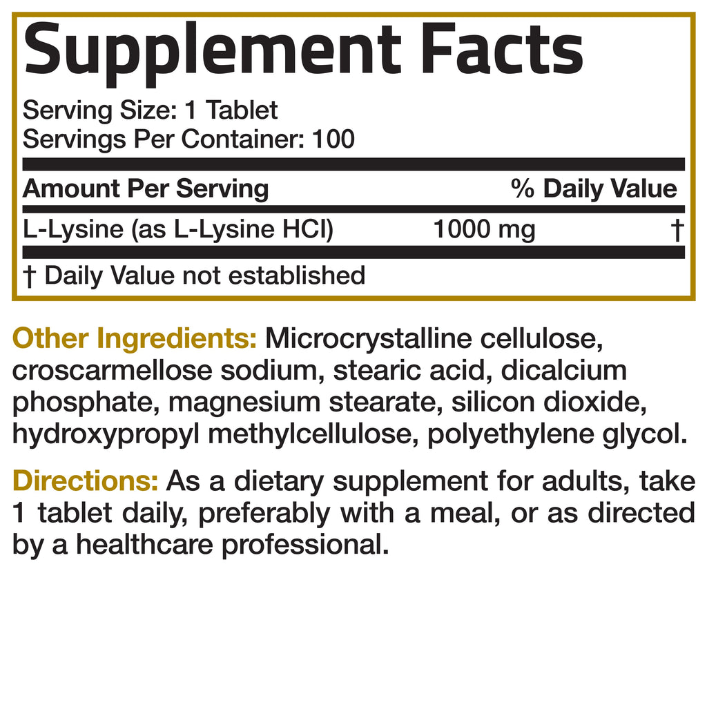 ل ليسين قوة فائقة 1000 ملغم 100 قرص Bronson L-Lysine Extra Strength (Best Before 01-03-2026) ل ليسين قوة فائقة 1000 ملغم 100 قرص Bronson L-Lysine Extra Strength (Best Before 01-03-2026)