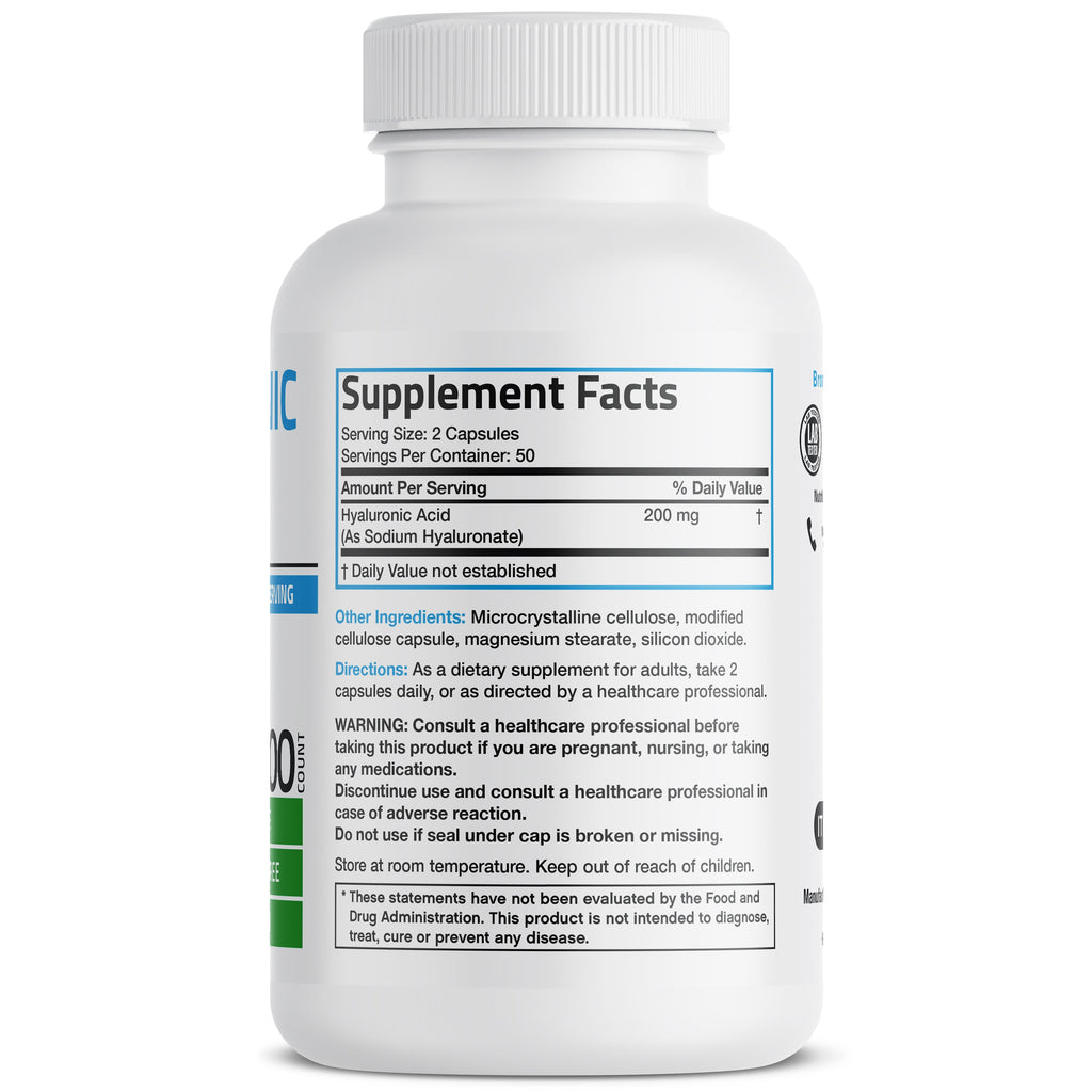 حمض الهيالورونيك 100 ملجم 100 كبسولة Bronson Hyaluronic Acid (Best Before 01-06-2027) حمض الهيالورونيك 100 ملجم 100 كبسولة Bronson Hyaluronic Acid (Best Before 01-06-2027)