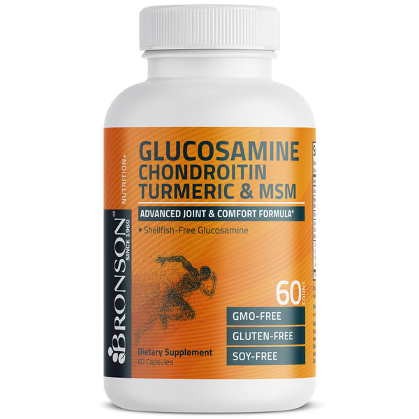 تركيبة ممتازة للمفاصل 650 ملغم 60 كبسولة  Bronson Glucosamine Chondroitin Turmeric & MSM (Best Before 01-08-2026)