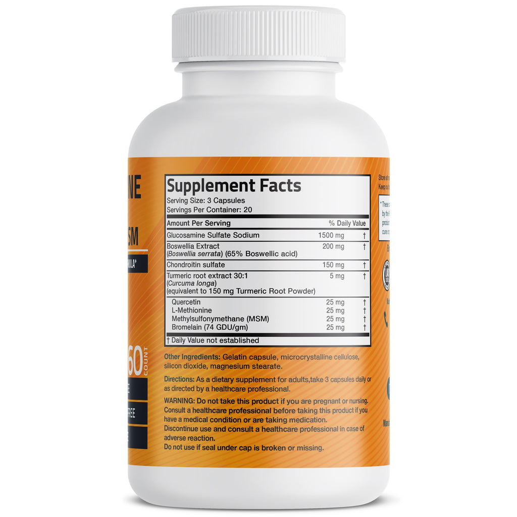 تركيبة ممتازة للمفاصل 650 ملغم 60 كبسولة Bronson Glucosamine Chondroitin Turmeric & MSM (Best Before 01-08-2026) تركيبة ممتازة للمفاصل 650 ملغم 60 كبسولة Bronson Glucosamine Chondroitin Turmeric & MSM (Best Before 01-08-2026)