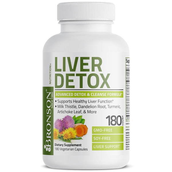 تنظيف الكبد كومبلكس 8 عناصر مركزة 742 ملغم 180 كبسولة Bronson Liver Detox Advanced Detox & Cleansing Formula Non-GMO (Best Before 01-09-2026)