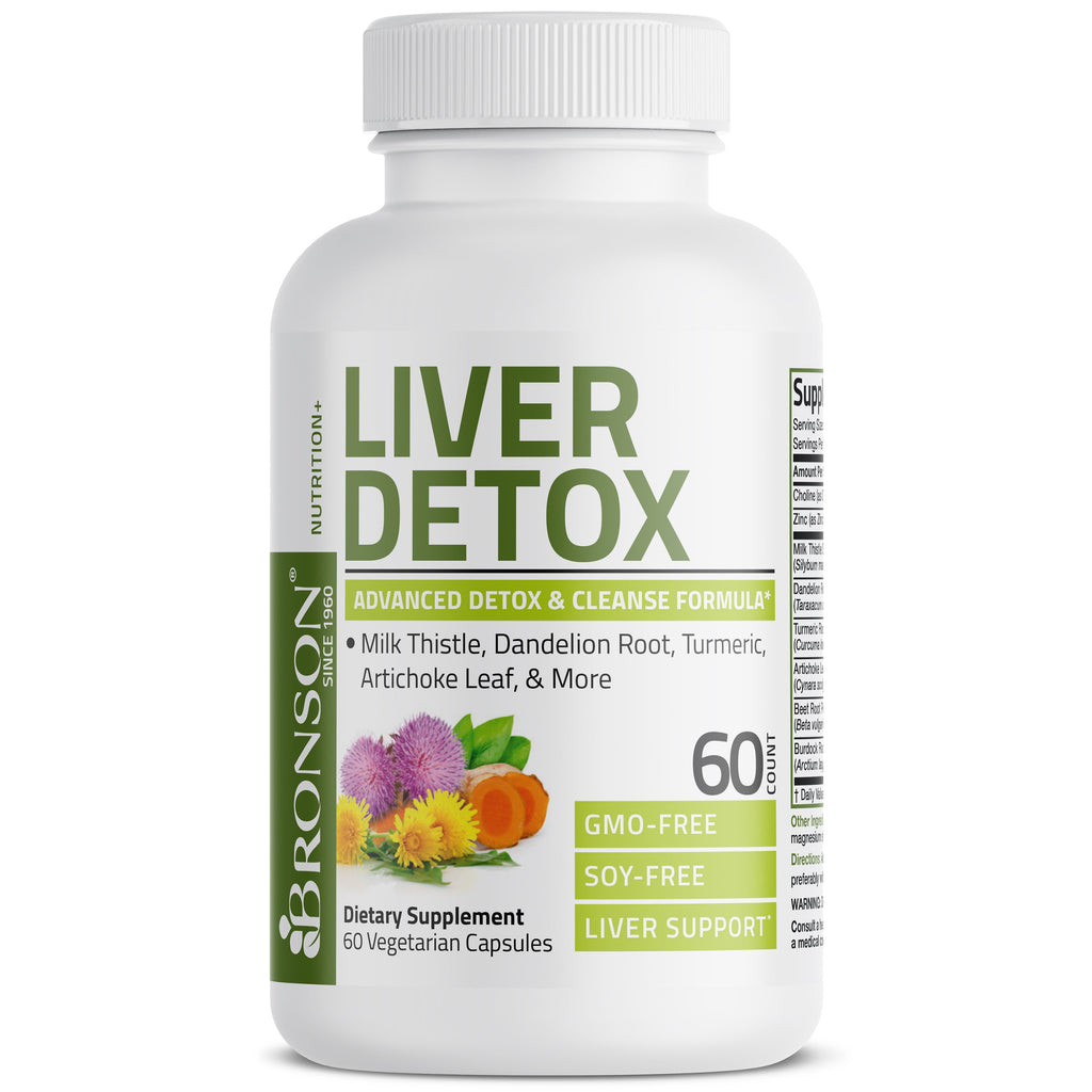تنظيف الكبد كومبلكس 8 عناصر مركزة 742 ملغم 60 كبسولة Bronson Liver Detox Advanced Detox & Cleansing Formula Non-GMO (Best Before 01-04-2027)