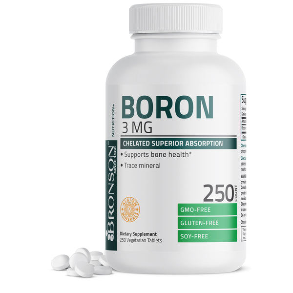 بورون جلايسينيت كليتيد 3 ملجم 250 قرص Bronson Boron Non-GMO (Boroganic Glycine - Albion™) (Best Before 01-05-2026)
