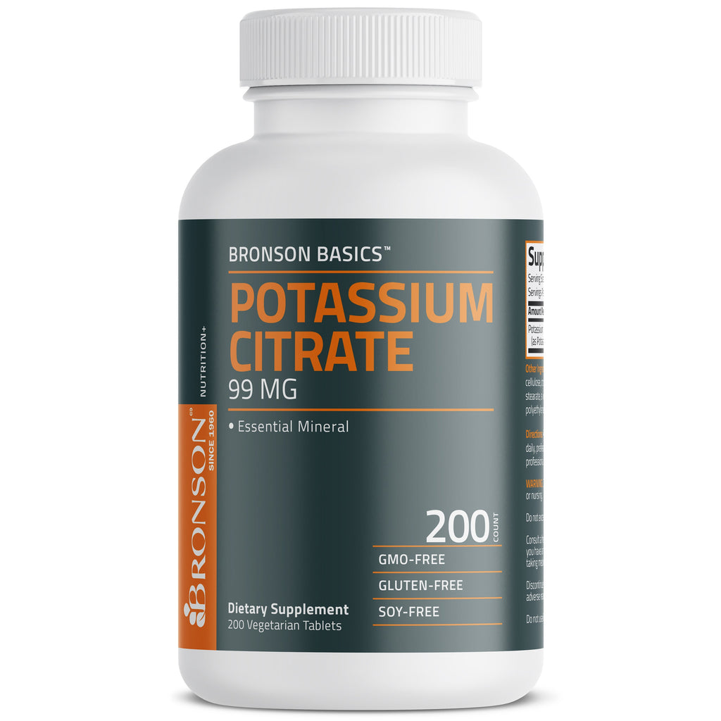بوتاسيوم ستريت 99 ملغم 200 قرص Bronson Potassium Citrate Non-GMO (Best Before 01-01-2027)