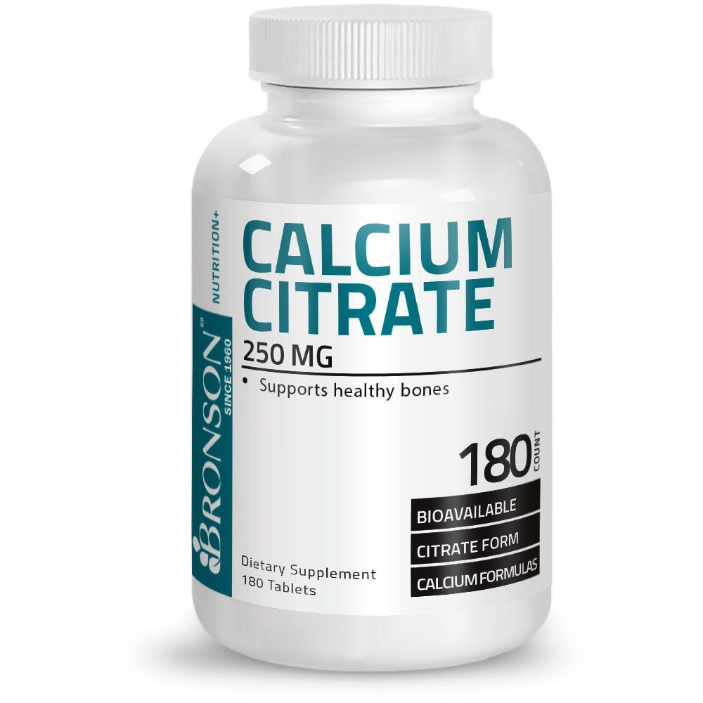 كالسيوم ستريت 250 ملجم 180 قرص Bronson Calcium Citrate (Best Before 01-09-2026)