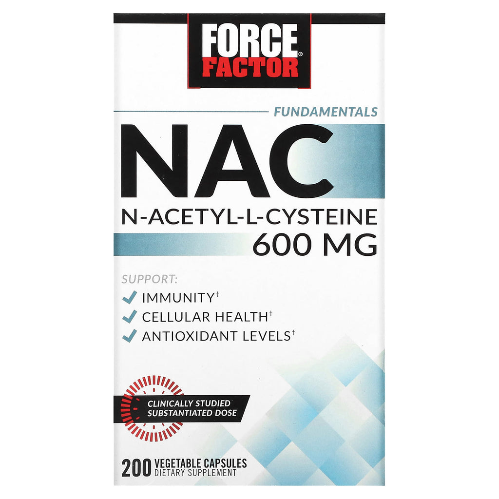 ن اسيتيل سيستين 600 ملغم 200 كبسولة Force Factor Fundamentals NAC N-Acetyl-L-Cysteine
