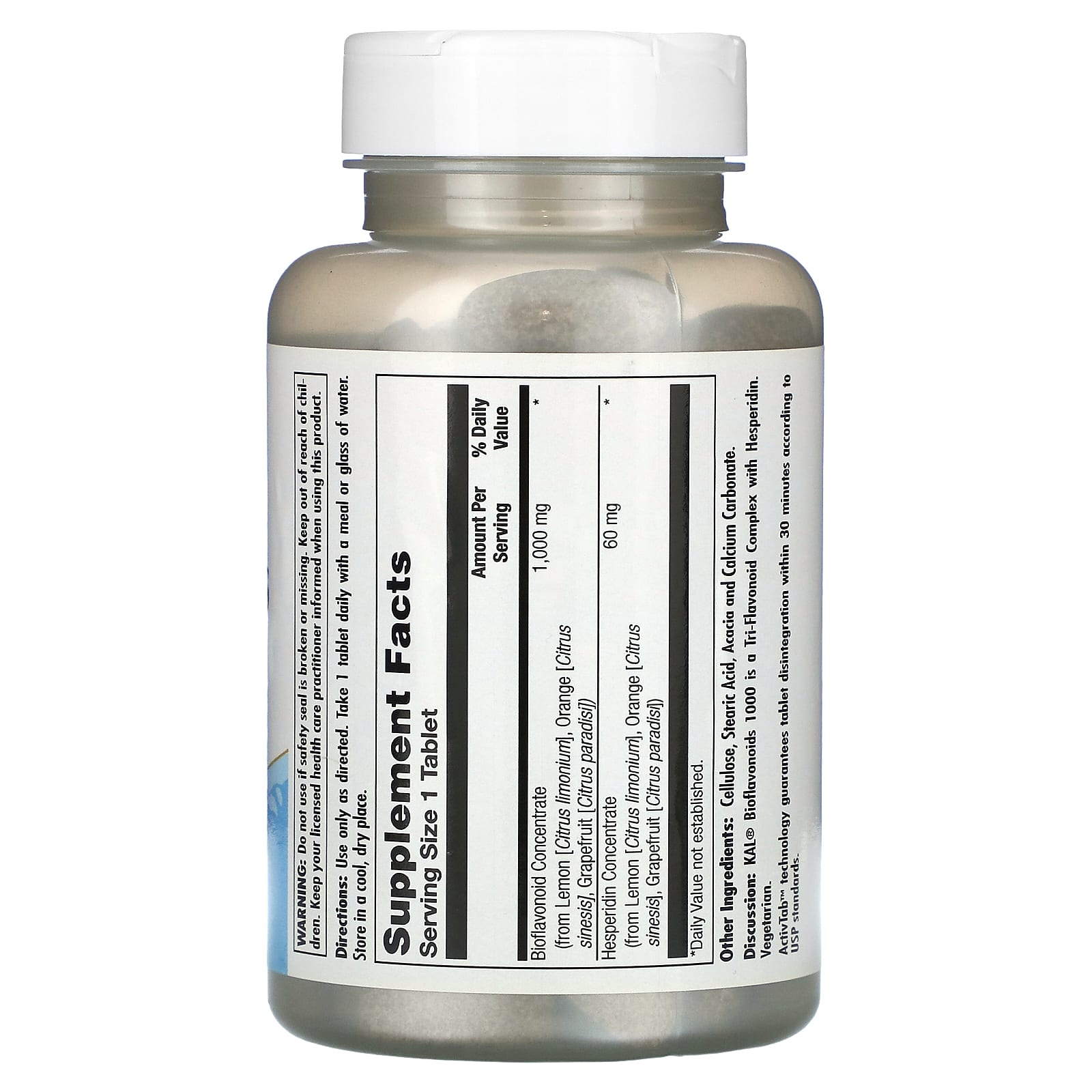 بيوفلافونويد طبيعي من الحمضيات 1000 ملجم 100 قرص KAL, Bioflavonoids (Best Before 01-04-2027)
