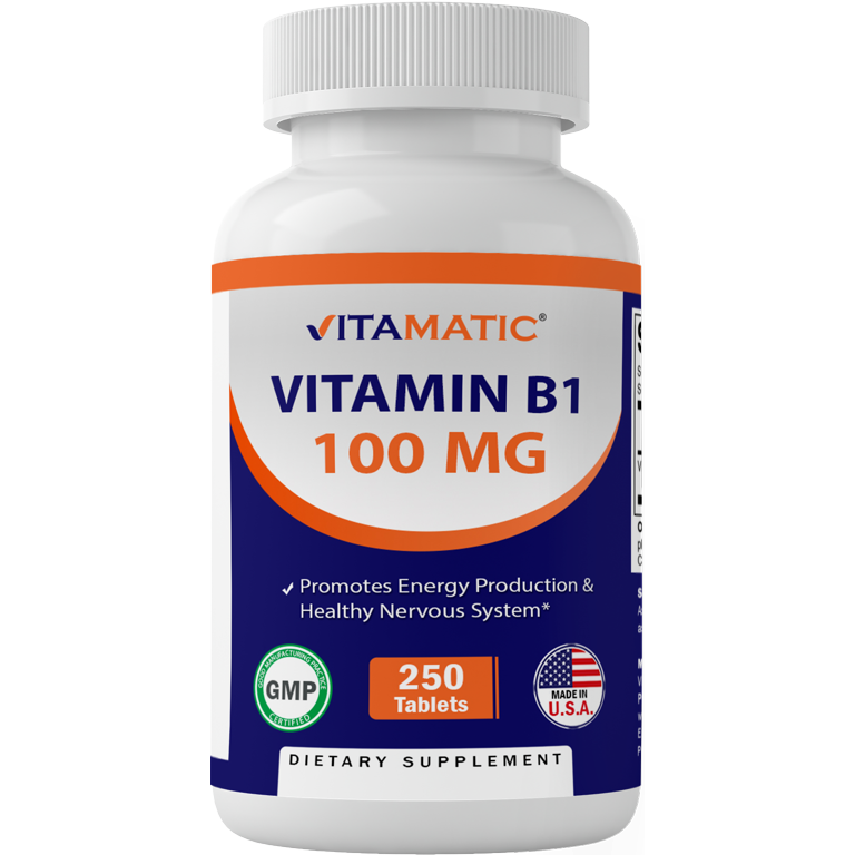 فيتامين ب1 (ثيامين) 100 ملغم 250 قرص Vitamatic Vitamin B1 (As Thiamine Mononitrate) Non-GMO