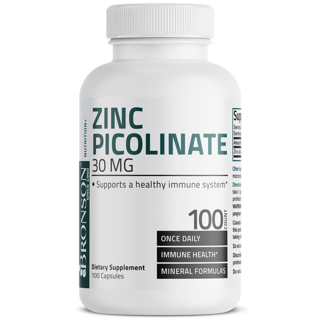 زنك بيكولينات 30 ملجم 100 كبسولة Bronson Zinc Picolinate (Best Before 01-01-2027) زنك بيكولينات 30 ملجم 100 كبسولة Bronson Zinc Picolinate (Best Before 01-01-2027)