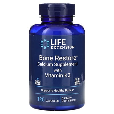 تركيبة تقوية العظام 7 عناصر مع فيتامين ك 2، 120 كبسولة Life Extension, Bone Restore, Calcium Supplement with Vitamin K2 (Best Before 01-09-2026)