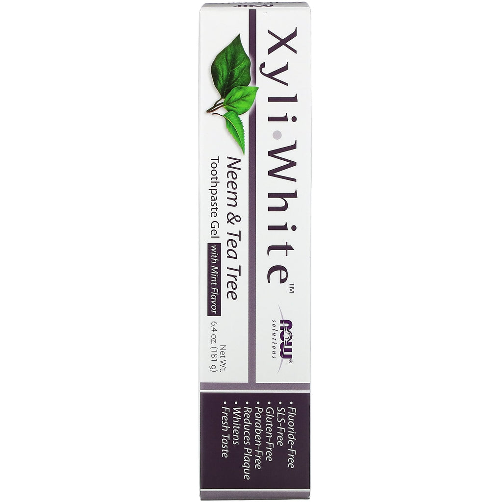 معجون اسنان بالنيم وشجرة الشاي والنعناع بدون فلورايد حجم كبير 181 غرام Toothpaste Gel Refreshmint Now Foods‏ XyliWhite (Best Before 01-03-2027)