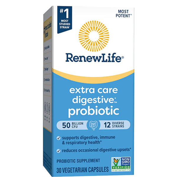 بروبيوتيك (بكتيريا نافعة) للجهاز الهضمي 50 مليار وحدة 30 كبسولة Renewlife Extra Care Digestive Probiotic (Best Before 01-10-2025)