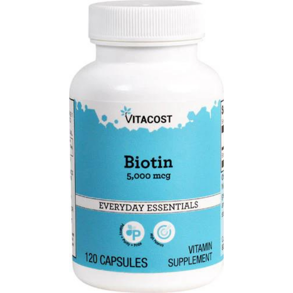 بيوتين (فيتامين ب7) 5،000 مكجم 120 كبسولة Vitacost Biotin (Vitamin B7) (Best Before 01-08-2024)