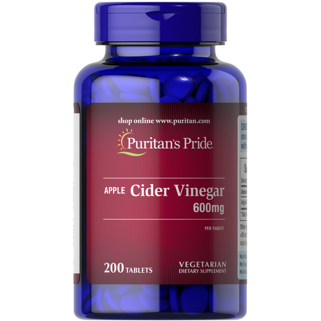 خل تفاح طبيعي - فعالية عالية 600 ملجم 200 قرص Puritan's Pride Apple Cider Vinegar (Best Before 01-06-2027)