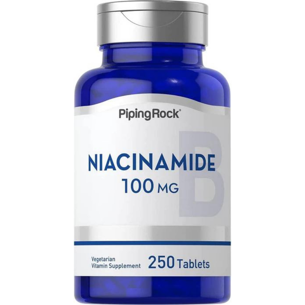 نياسين فيتامين ب3 بدون فلش 100 ملجم 250 كبسولة PipingRock Niacinamide Vitamin B3