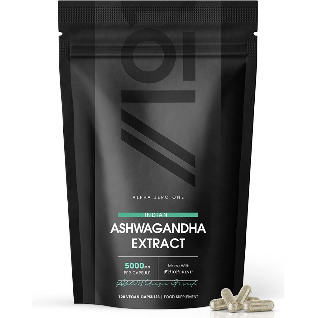 خلاصة اشواغاندا تعادل 5000 ملجم مع تعزيز الامتصاص 120 كبسولة ALPHA01 Ashwagandha Extract with BioPerine®