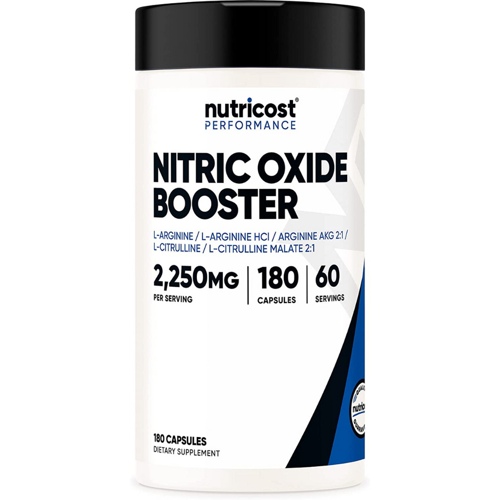 معزز أوكسيد النتريك الطبيعي 750 ملجم 180 كبسولة Nutricost Nitric Oxide Booster