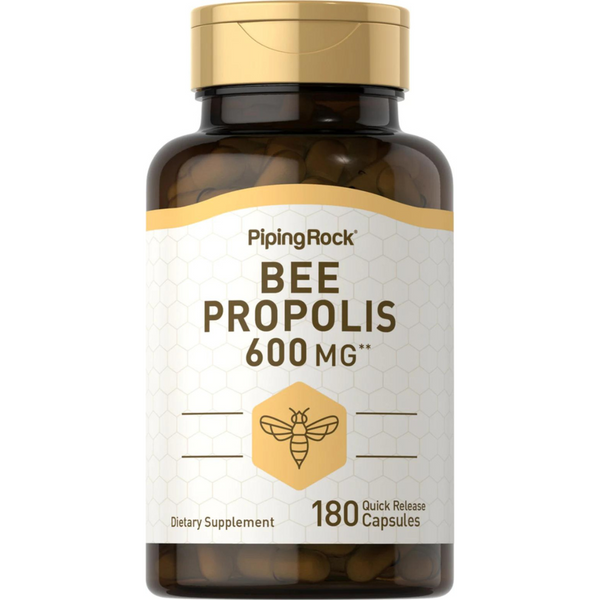 خلاصة عكبر النحل يعادل 600 ملجم 180 كبسولة Pipingrock Bee Propolis (Best Before 01-12-2027)