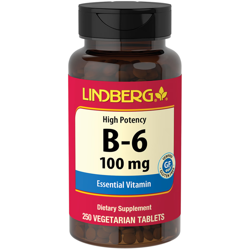 فيتامين ب6 100 ملجم 250 قرص Pipingrock Vitamin B6 Pyridoxine NON-GMO